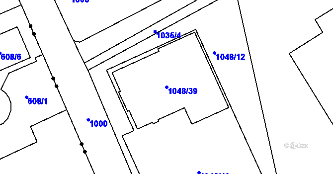 Parcela st. 1048/39 v KÚ Doubí u Liberce, Katastrální mapa