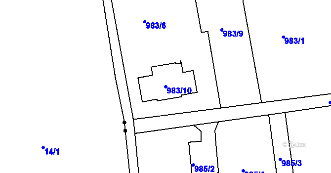 Parcela st. 983/10 v KÚ Doubí u Liberce, Katastrální mapa
