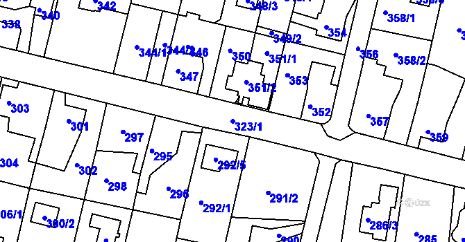Parcela st. 323/1 v KÚ Doubí u Liberce, Katastrální mapa