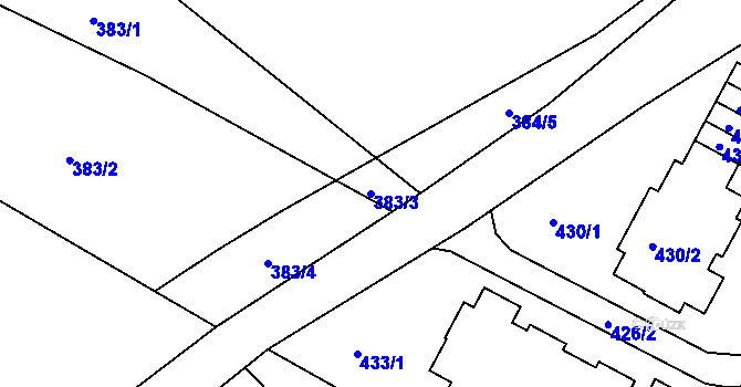 Parcela st. 383/3 v KÚ Doubí u Liberce, Katastrální mapa