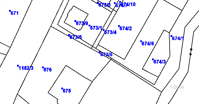 Parcela st. 673/5 v KÚ Doubí u Liberce, Katastrální mapa