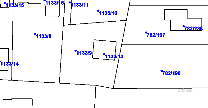 Parcela st. 1133/13 v KÚ Doubí u Liberce, Katastrální mapa