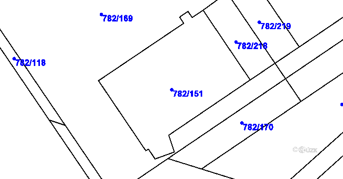 Parcela st. 782/151 v KÚ Doubí u Liberce, Katastrální mapa
