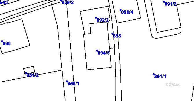 Parcela st. 894/5 v KÚ Doubí u Liberce, Katastrální mapa