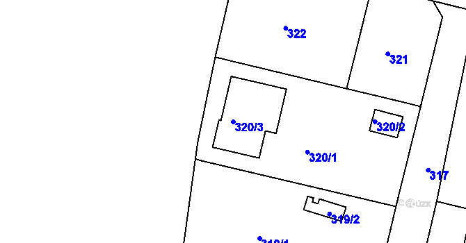 Parcela st. 320/3 v KÚ Doubí u Liberce, Katastrální mapa