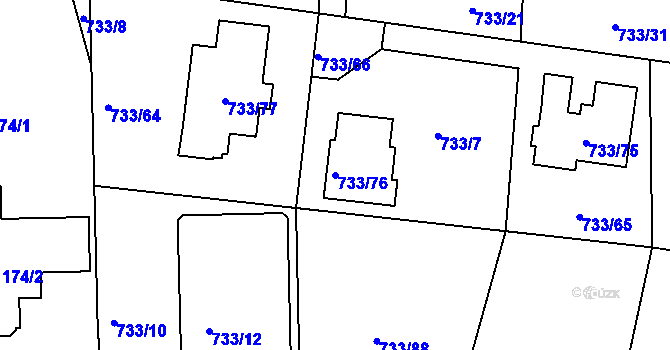 Parcela st. 733/76 v KÚ Doubí u Liberce, Katastrální mapa