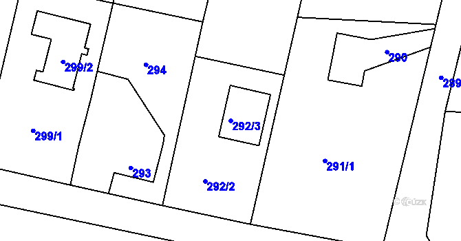 Parcela st. 292/3 v KÚ Doubí u Liberce, Katastrální mapa