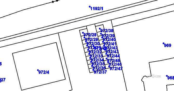 Parcela st. 972/31 v KÚ Doubí u Liberce, Katastrální mapa
