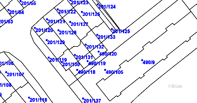 Parcela st. 490/120 v KÚ Doubí u Liberce, Katastrální mapa