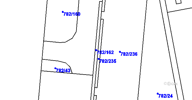 Parcela st. 782/162 v KÚ Doubí u Liberce, Katastrální mapa