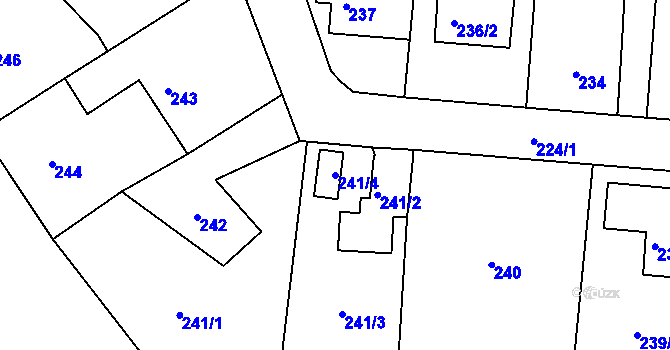 Parcela st. 241/4 v KÚ Doubí u Liberce, Katastrální mapa