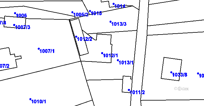 Parcela st. 1012/1 v KÚ Doubí u Liberce, Katastrální mapa