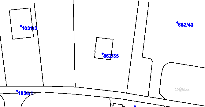 Parcela st. 862/35 v KÚ Doubí u Liberce, Katastrální mapa