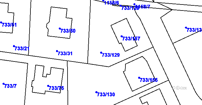Parcela st. 733/129 v KÚ Doubí u Liberce, Katastrální mapa