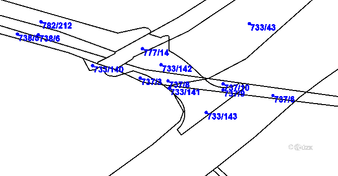 Parcela st. 733/141 v KÚ Doubí u Liberce, Katastrální mapa