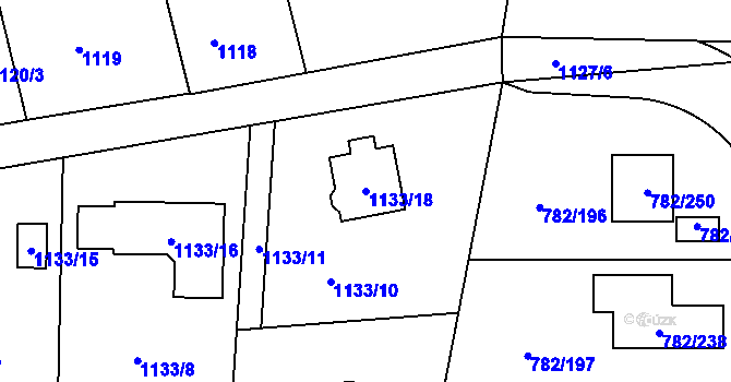 Parcela st. 1133/18 v KÚ Doubí u Liberce, Katastrální mapa
