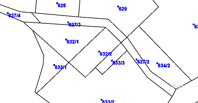 Parcela st. 632/2 v KÚ Doubí u Liberce, Katastrální mapa