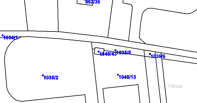 Parcela st. 1048/43 v KÚ Doubí u Liberce, Katastrální mapa