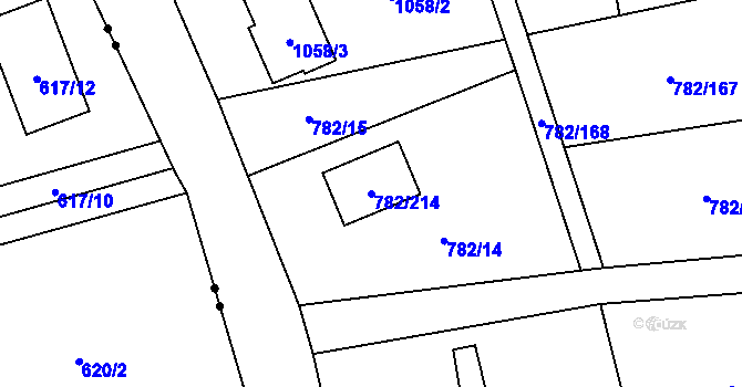 Parcela st. 782/214 v KÚ Doubí u Liberce, Katastrální mapa