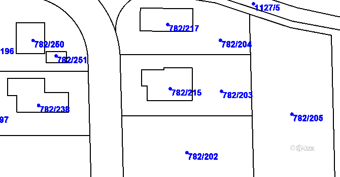 Parcela st. 782/215 v KÚ Doubí u Liberce, Katastrální mapa