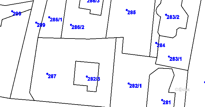Parcela st. 282/2 v KÚ Doubí u Liberce, Katastrální mapa