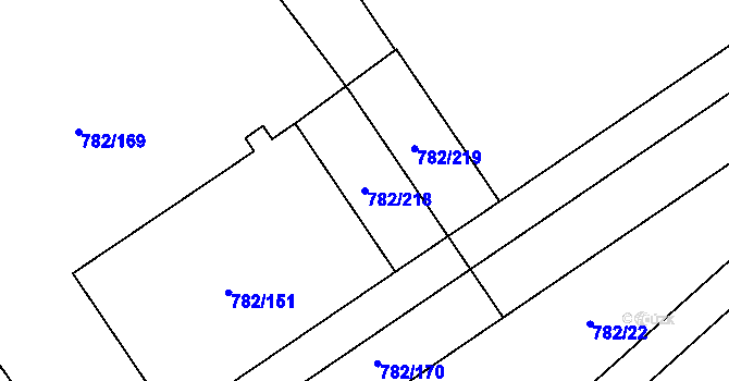 Parcela st. 782/218 v KÚ Doubí u Liberce, Katastrální mapa