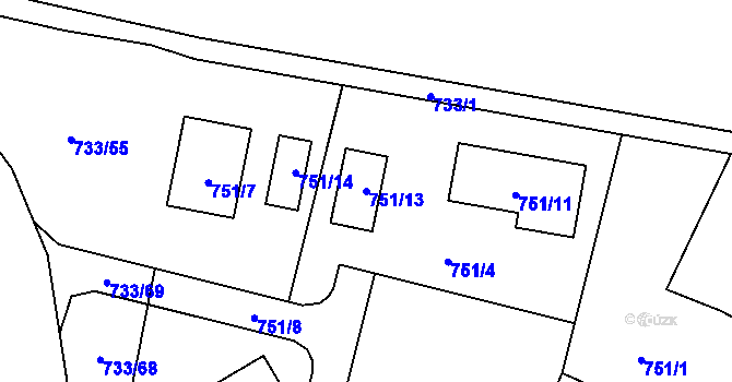Parcela st. 751/13 v KÚ Doubí u Liberce, Katastrální mapa