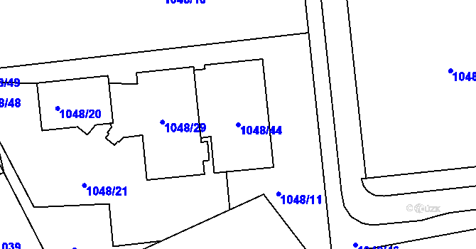 Parcela st. 1048/44 v KÚ Doubí u Liberce, Katastrální mapa