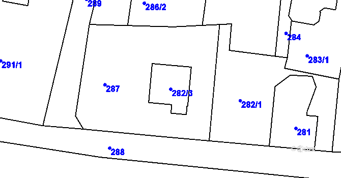 Parcela st. 282/3 v KÚ Doubí u Liberce, Katastrální mapa