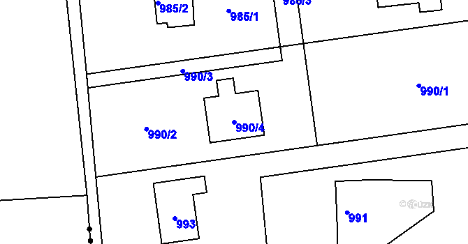 Parcela st. 990/4 v KÚ Doubí u Liberce, Katastrální mapa