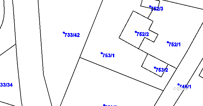 Parcela st. 753/1 v KÚ Doubí u Liberce, Katastrální mapa
