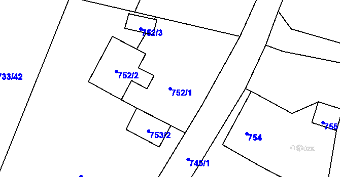 Parcela st. 752/1 v KÚ Doubí u Liberce, Katastrální mapa
