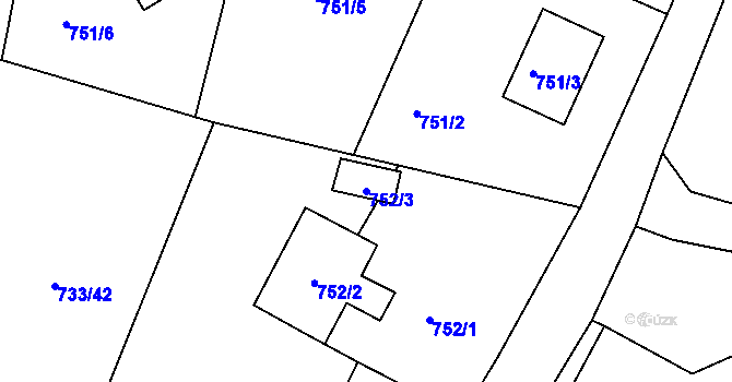 Parcela st. 752/3 v KÚ Doubí u Liberce, Katastrální mapa