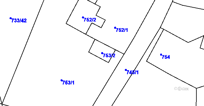 Parcela st. 753/2 v KÚ Doubí u Liberce, Katastrální mapa
