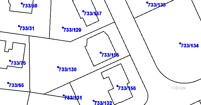 Parcela st. 733/155 v KÚ Doubí u Liberce, Katastrální mapa