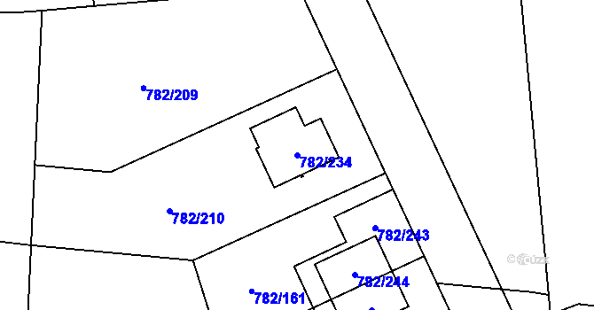 Parcela st. 782/234 v KÚ Doubí u Liberce, Katastrální mapa