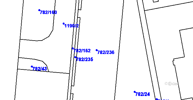 Parcela st. 782/236 v KÚ Doubí u Liberce, Katastrální mapa