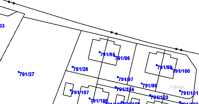 Parcela st. 791/95 v KÚ Doubí u Liberce, Katastrální mapa
