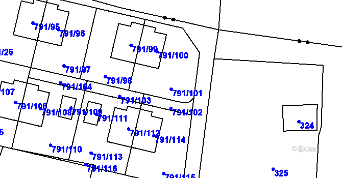 Parcela st. 791/101 v KÚ Doubí u Liberce, Katastrální mapa