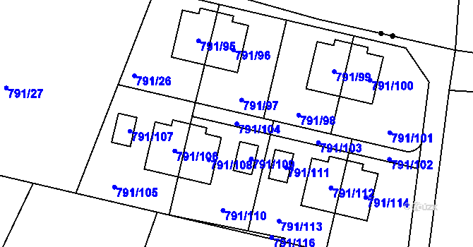 Parcela st. 791/104 v KÚ Doubí u Liberce, Katastrální mapa