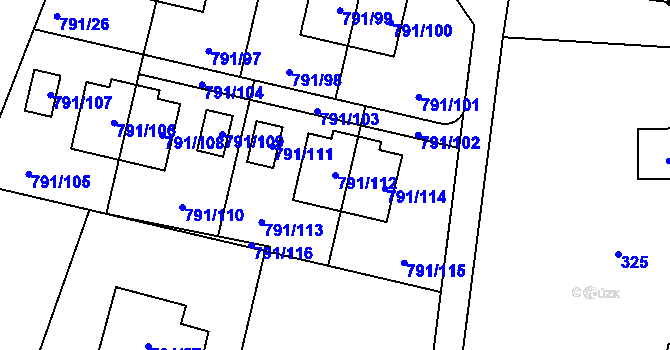 Parcela st. 791/112 v KÚ Doubí u Liberce, Katastrální mapa