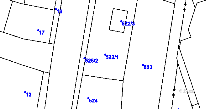 Parcela st. 522/1 v KÚ Doubí u Liberce, Katastrální mapa