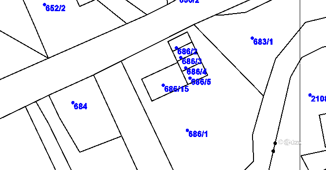 Parcela st. 686/15 v KÚ Doubí u Liberce, Katastrální mapa
