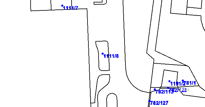 Parcela st. 1111/8 v KÚ Doubí u Liberce, Katastrální mapa
