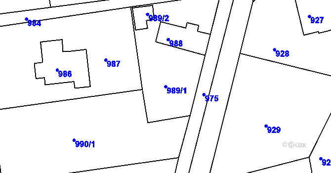 Parcela st. 989/1 v KÚ Doubí u Liberce, Katastrální mapa