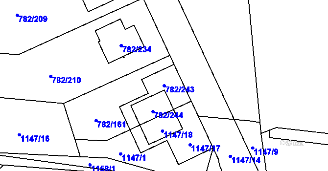 Parcela st. 782/243 v KÚ Doubí u Liberce, Katastrální mapa