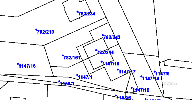 Parcela st. 782/244 v KÚ Doubí u Liberce, Katastrální mapa