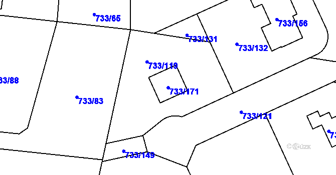 Parcela st. 733/171 v KÚ Doubí u Liberce, Katastrální mapa