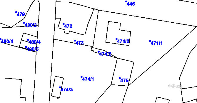 Parcela st. 474/2 v KÚ Doubí u Liberce, Katastrální mapa