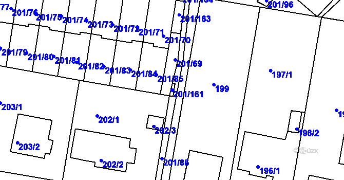 Parcela st. 201/161 v KÚ Doubí u Liberce, Katastrální mapa